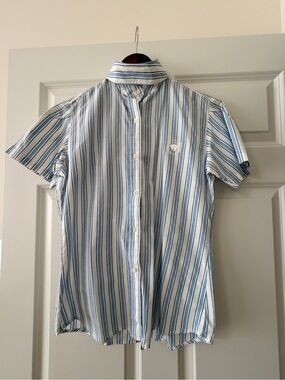 Blue, Green, & White Stripe English Riding  Shirt